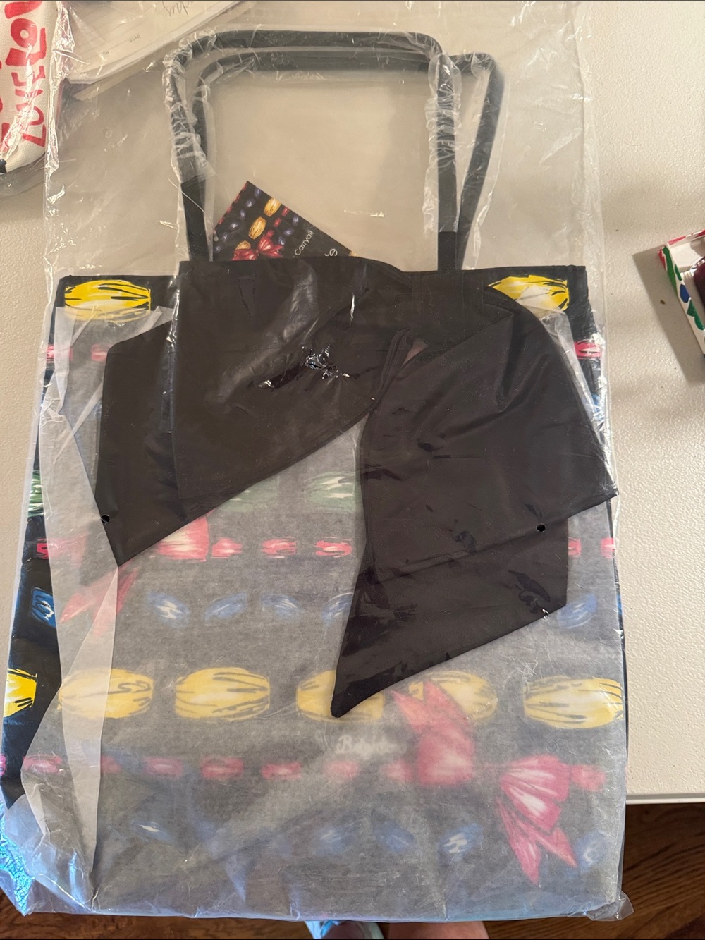 Brighton Gray Tote with Yellow, Pink and Blue Bead Motif